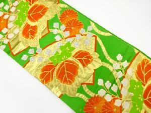 アンティーク　地紙に菊・桐模様織り出し袋帯（材料）